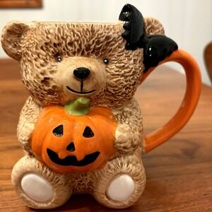 Creepy Critters Bear Holding Pumpkin Halloween Mug Summerween